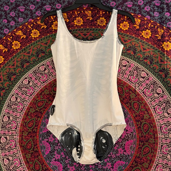 Mechanical White Ribs Swimsuit- Blackmilk Clothing- Size Small - Picture 3 of 7